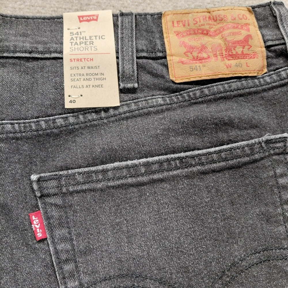 Levis 541 Athletic Taper Mens 40 Denim Shorts Black Fade Wash 10" Inseam NEW - Picture 4 of 11